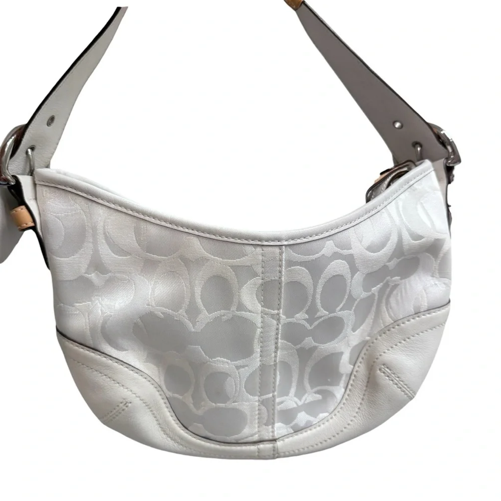 VTG Limited Edition Coach Optic Signature C Hobo Shoulder Bag Y2K White Tan 1850